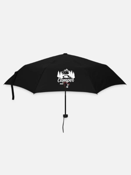 Camper mit Herz und Pfoten Hund Camping - Regenschirm (klein) - Schwarz