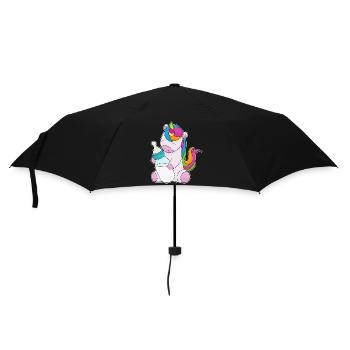 Einhorn Babyflasche Milch - Regenschirm (klein) - Schwarz - Vorne
