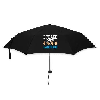Ich Unterrichte Gebärdensprache Gebärden Awareness - Regenschirm (klein) - Schwarz - Vorne