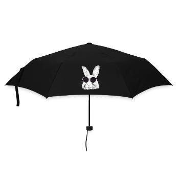 Hase Haustier Tier cool Sonnenbrillen Hasen Design - Regenschirm (klein) - Schwarz - Vorne