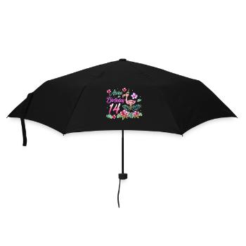 Aloha Birthday 14 Flamingo Bird 14th Birthday - Umbrella (small) - black - Front