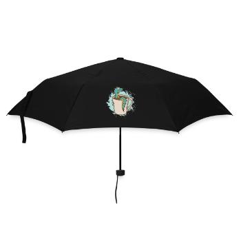 Drache in einer Tasse niedliches Fabelwesen - Regenschirm (klein) - Schwarz - Vorne
