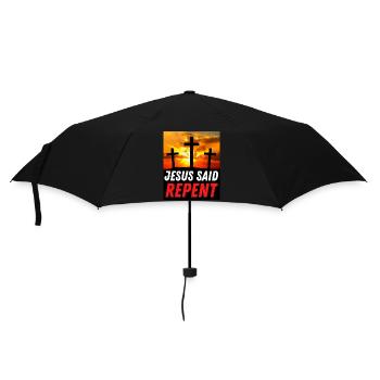 Jesus sagte Buße - Christliches Zitat - Regenschirm (klein) - Schwarz - Vorne