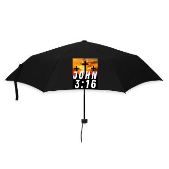 John 3:16 3 Cross With Sunset - Christian Quote - Umbrella (small) - black - Front