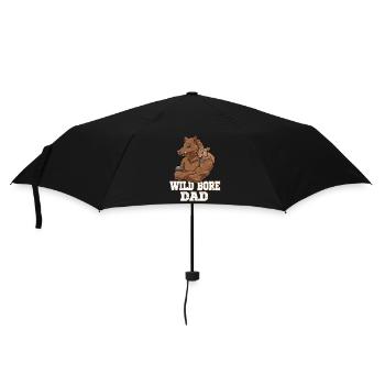 Wildschwein Vatertag Papa Vater und Baby - Regenschirm (klein) - Schwarz - Vorne