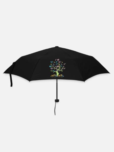 Bunte Schmetterlinge Wald Natur Bäume Bewahrung - Regenschirm (klein) - Schwarz