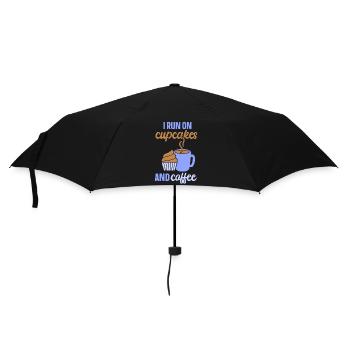 Ich Laufe Auf Cupcakes Und Kaffee Essen Cupcake - Regenschirm (klein) - Schwarz - Vorne
