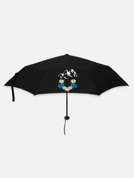 Autriche Suisse Montagnes Montagnes Gentiane Edelweiss - Parapluie standard - noir
