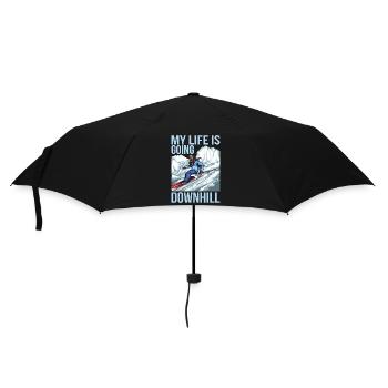 Ski My Life Is Going Downhill Snow Skiing - Umbrella (small) - black - Front