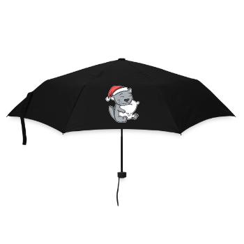 British Shorthair Cat Noël Sommeil Fatigué - Parapluie standard - noir - Devant