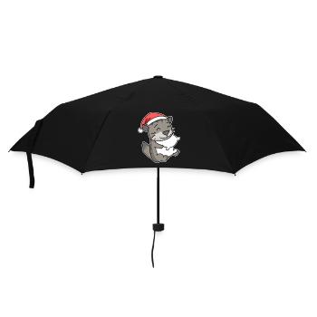 Chat sibérien Chat Noël Sommeil Fatigué - Parapluie standard - noir - Devant
