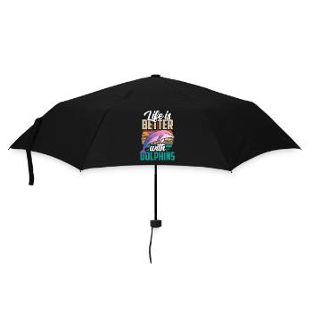 Das Leben Ist Besser Mit Delfinen Delfin Delfine - Regenschirm (klein) - Schwarz - Vorne