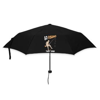 Go fishing they said fishing angler fisherman - Umbrella (small) - black - Front