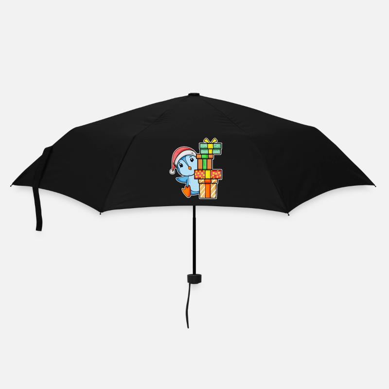 Pingouin de Noël avec cadeaux - Parapluie standard - noir