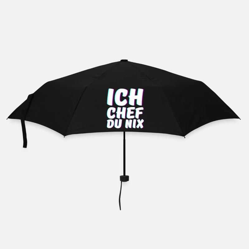 Ich Chef du Nix Chef Humorvoll Spruch - Regenschirm (klein) - Schwarz