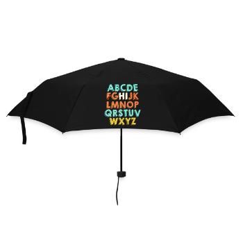ABCs Hallo Kindergarten Zurück In Die Schule - Regenschirm (klein) - Schwarz - Vorne