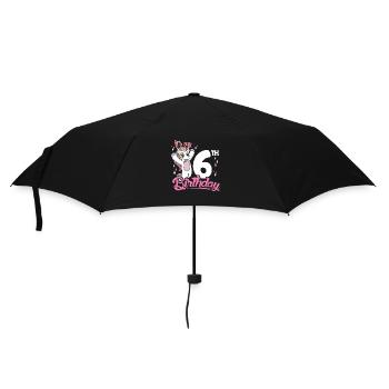 6th Birthday Kids Unicorn Toodler Six - Umbrella (small) - black - Front
