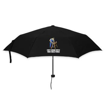 D’abord je bois du café, puis je construis un jeu de mots menuisier - Parapluie standard - noir - Devant