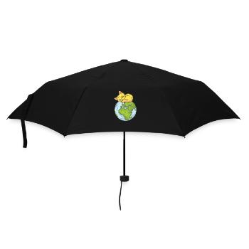Earth Day Cute Cat loves world - Regenschirm (klein) - Schwarz - Vorne