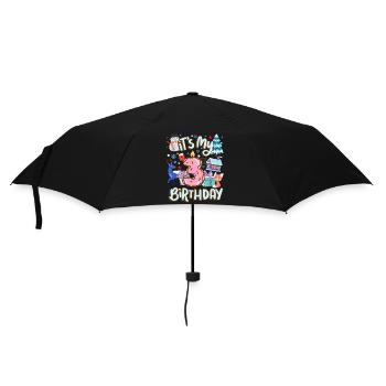 Es Ist Mein 3 Geburtstag Schneemann Urlaub Donut - Regenschirm (klein) - Schwarz - Vorne