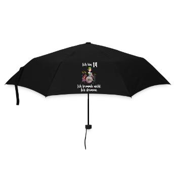 Ich bin 14 - Mädchen Schlagzeuger - Regenschirm (klein) - Schwarz - Vorne