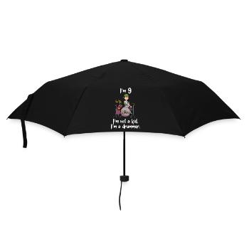 I'm 9 - Girl Drummer - Umbrella (small) - black - Front