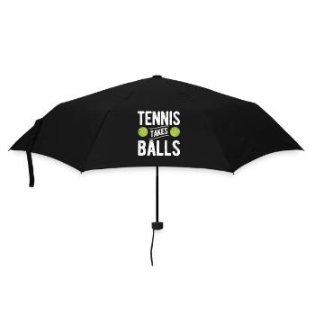 Tennis nimmt Bälle lustig Sportspieler Trainer Fan - Regenschirm (klein) - Schwarz - Vorne