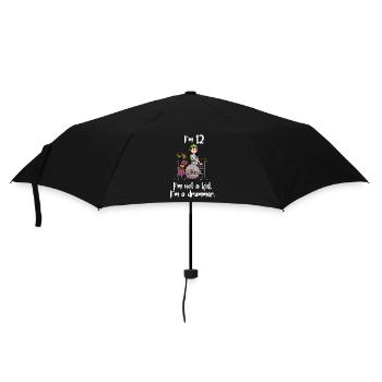 I'm 12 - Girl Drummer - Umbrella (small) - black - Front
