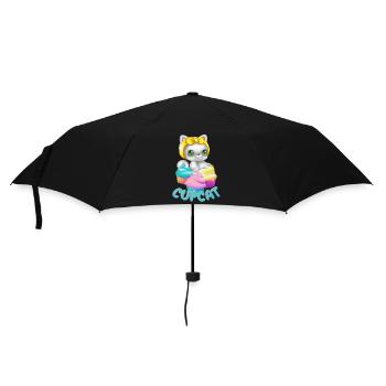 Cat with Muffin - Cupcat- Cat Tshirt - Umbrella (small) - black - Front