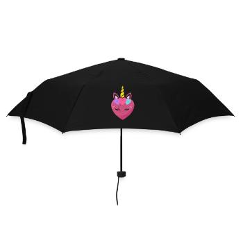 Cute Unicorn Heart Valentine's Day Unicorns - Umbrella (small) - black - Front