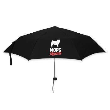 Mops Pug Hund Dog Hundehalter - Regenschirm (klein) - Schwarz - Vorne