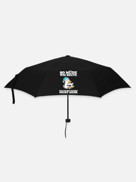 Müde Spruch lustig mit Möwe Motiv - Regenschirm (klein) - Schwarz