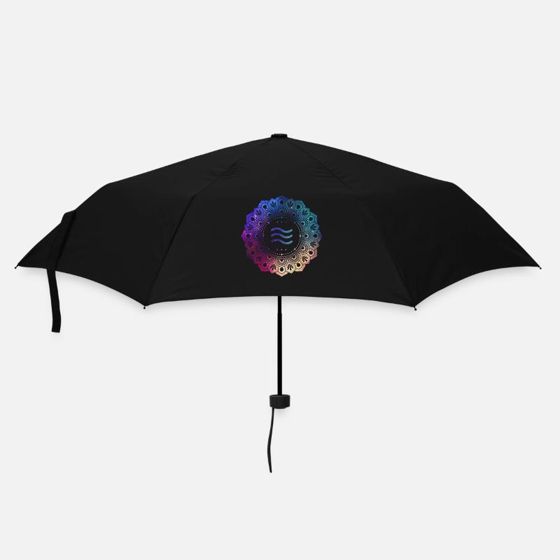 Wassermann Sternzeichen Symbol Mandala - Regenschirm (klein) - Schwarz