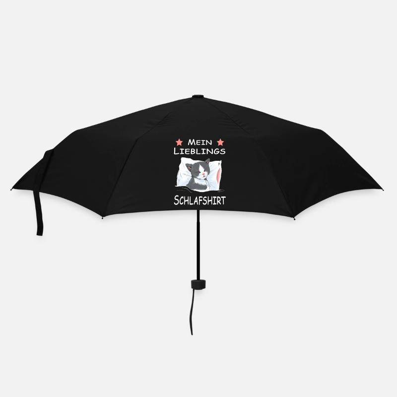 Katze Schlafshirt Geschenk - Regenschirm (klein) - Schwarz