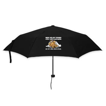 Welsh Terrier Hund Mit Kuscheltier Schlaf - Regenschirm (klein) - Schwarz - Vorne