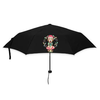 Maltipoo Hund Auf Pilz Weihnachtskranz Weihnachten - Regenschirm (klein) - Schwarz - Vorne