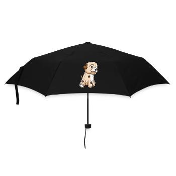 Maltipoo Hund Kuscheltier - Regenschirm (klein) - Schwarz - Vorne
