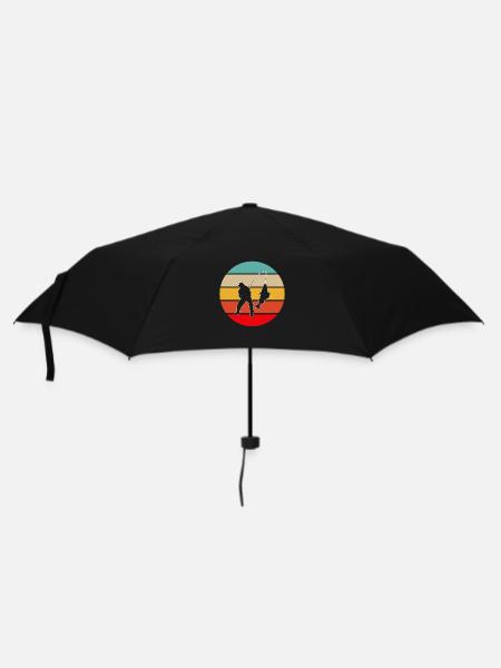 Angeln Retro - Regenschirm (klein) - Schwarz