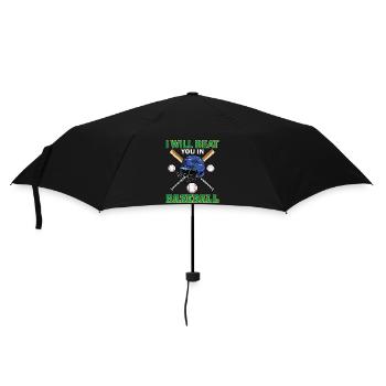 Ich werde dich im Baseball schlagen - Baseball - Regenschirm (klein) - Schwarz - Vorne