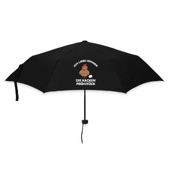 Ich liebe Hühner, die kacken Frühstück - Regenschirm (klein) - Schwarz - Vorne