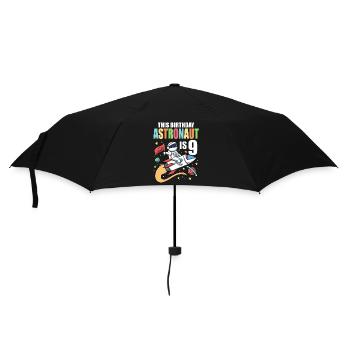 Space Birthday 9 Astronaut Planets Rocket Ship - Umbrella (small) - black - Front