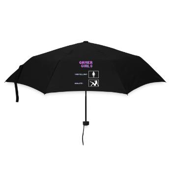 Gamer Girls Vorstellung vs. Realität Gaming Gamer - Regenschirm (klein) - Schwarz - Vorne