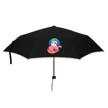 Cat rides a blob fish - Umbrella (small) - black - Front