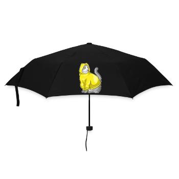 Katze Winter Hoodie - Regenschirm (klein) - Schwarz - Vorne