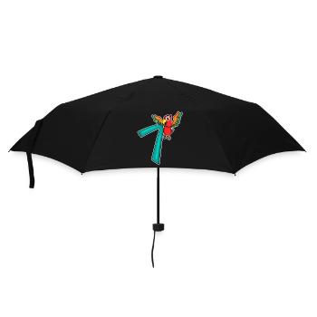 7 Jahre alt - 7 Geburtstag mit Tier Motiv - Regenschirm (klein) - Schwarz - Vorne