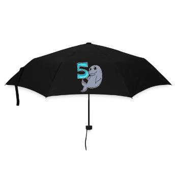 5 Jahre alt - 5. Geburtstag mit Tier Motiv - Regenschirm (klein) - Schwarz - Vorne