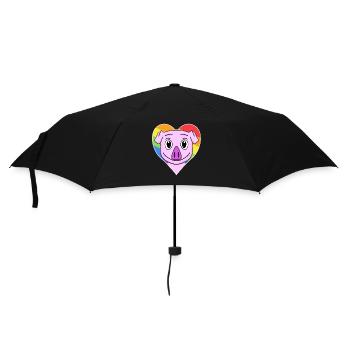 Gay Regenbogen Herz Tier Schwein - Regenschirm (klein) - Schwarz - Vorne