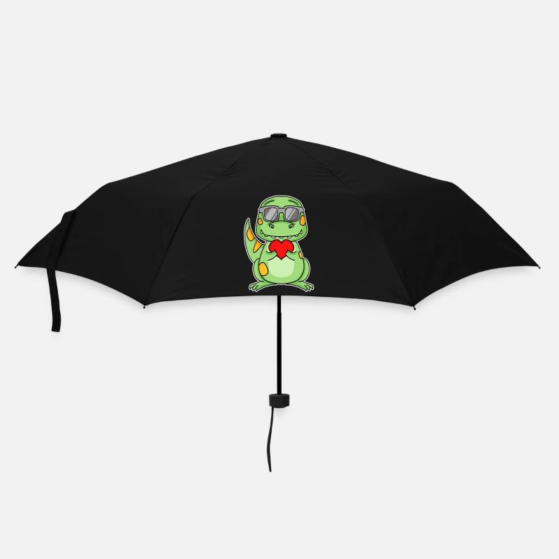 Dinosaurier mit Herz - Liebe Romantisch - Regenschirm (klein) - Schwarz