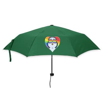 Gay Tier Pinguin Regenbogen Herz - Regenschirm (klein) - Flaschengrün - Vorne