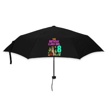 Llama Girl 8th Birthday Party Alpaca - Umbrella (small) - black - Front
